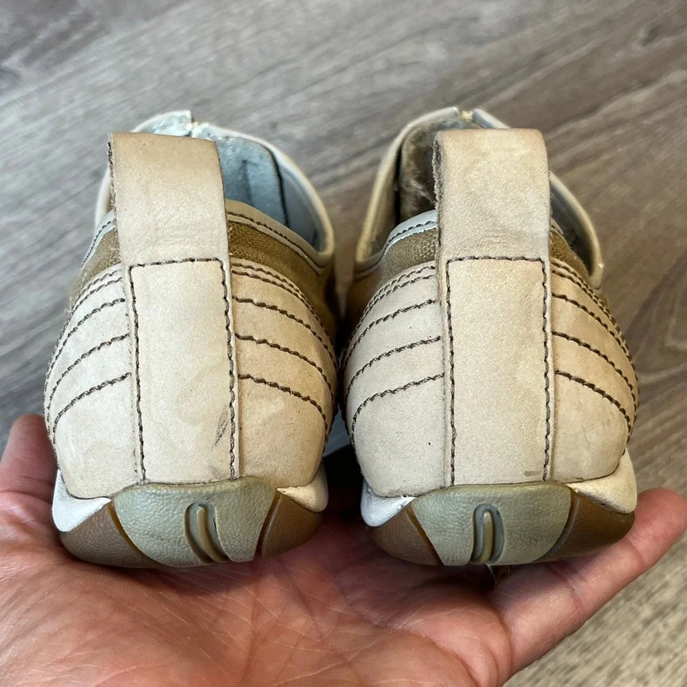 Merrell Barrado Sport Beige Tan Canvas Leather Zip Sneakers Womens 8.5 J73928